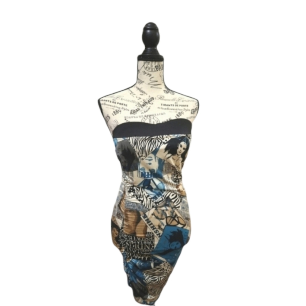 Janice Strapless Print Dress